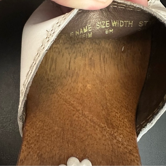 Bongo Stud Muffin Vintage Y2K White Leather and Wooden Open Toe Mules Size 9 - Picture 10 of 11